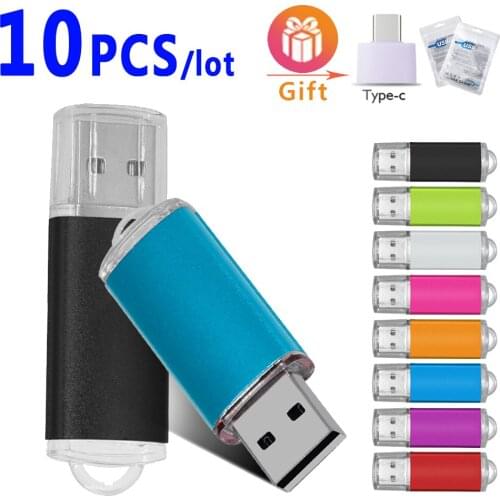 10pcs/lot Usb Flash Drive 128GB 64GB 32GB 16GB 8GB 4GB Pen Drive Pendrive Metal U Disk Memoria Cel Usb Stick Gift Custom Logo