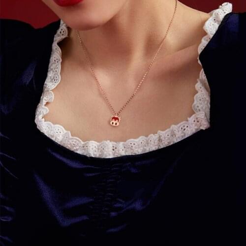 Korean pop style Womens Jewelry Cute Bull Head Sterling Silver Pendant Necklace Necklace Girl Gift New Design Jewelry Gift