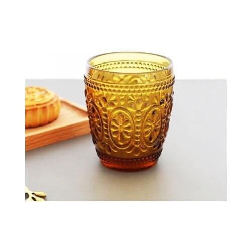 Embossed Vintage Stemless Wine Water Juice Glass Tumbler Cup