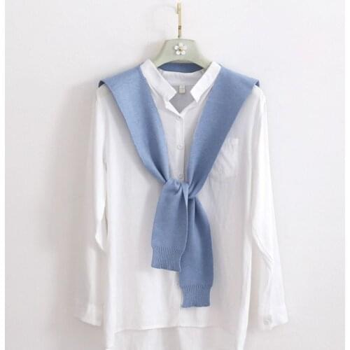 Women Men Adult Knitted Decorative False Collar Shawl Sweet Candy Color Fake Sweater Cape Shoulder with Sleeves Neck Warmer