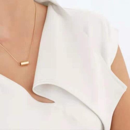 Joolim Jewelry Gold Finish Thick Hollow Pipe Pendant Necklace Stainless Steel Necklace