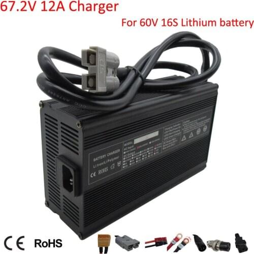 900W 60V 12A Lithium Charger Output 67.2V 15A 20A 25A 110V / 220V For 60 Volt 16S li-ion Ebike Forklift Battery Pack Charger