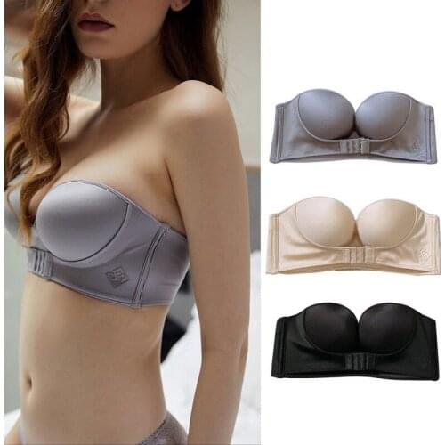 Women Invisible Bras Underwear Front Closure Sexy Push Up Bra Lingerie for Female Brassiere Strapless Seamless Bralette AB Cup