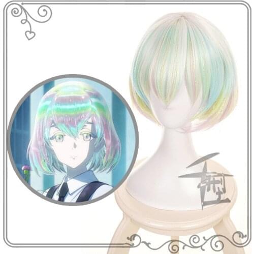 Land Of The Lustrous Houseki no Kuni Diamond Costume short wig Gradient color Cosplay Wig Hair + Wig Cap