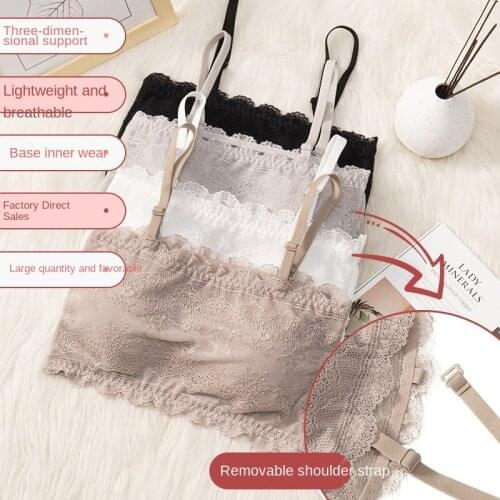 Womens Cotton Underwear Tube Tops Sexy Lace Bra Fashion Sports Tank Up Female Sling Solid Color Brassiere Female Lingerie