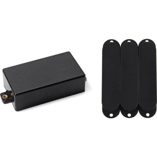 1Pcs Plastic Sealed Humbucker Pickup Cover & 3Pcs Closed Single Coil Pickup Covers Fit Sq St Pickup Guitar Parts (Black)