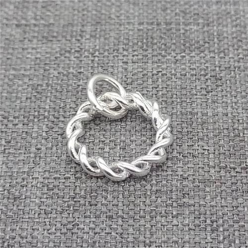 4pcs of 925 Sterling Silver Twist Rope Round Circle Charms for Bracelet Necklace