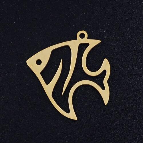 5pcs/lot Sea Fish Stainless Steel Jewelry Pendant DIY Charms Wholesale High Polished OEM Order Accepted Necklace Making Charm