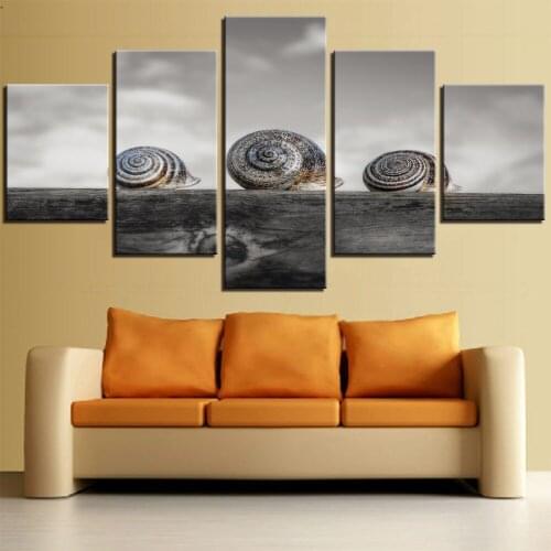 5 Pieces Snails Canvas Animal Posters Black and White Style Mollusks For Home Room Decor Artwork Framework Modular