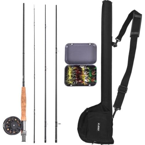 9' Fly Fishing Rod Reel Combo with Lure Line Carry Bag 20 Flies Complete Starter Package Fly Fishing Kit
