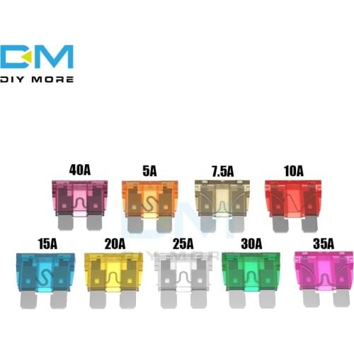 10PCS 0-32V Medium 12V Car Fuse Holder Adapter 40A Auto Blade Fuse 1.9cm 5A 7.5A 10A 15A 20A 25A 30A 35A