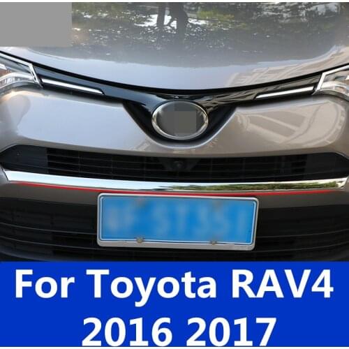 Bumper Air-inlet Grille Trims Front Grille Strip Center Racing Cover ABS Chrome 1pcs For Toyota RAV4 RAV 4 2016 2017