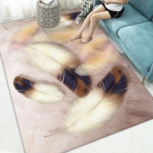 Vintage print Crystal velvet carpet floor mats living room home big feather carpet hotel carpet bedroom bedside mat Kids playmat