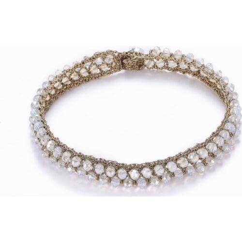 BEANDSLAND Graceful Crystal Handiwork Crocheted Short Necklace Fashionable Jewelry Woman Gift