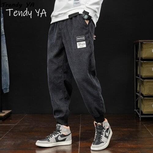 Mens Casual Pants Thicken Trousers Loose Versatile Overalls Autumn Winter Newly Fashion Cargo Pants Fit Corduroy Harem Hip Hop