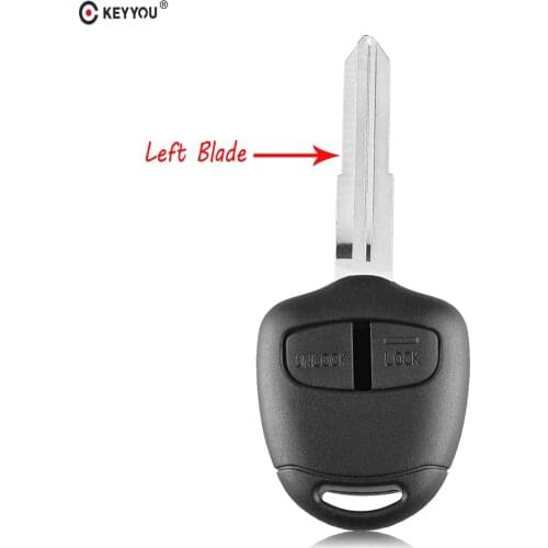 KEYYOU 10x 2 Button Remote Key Case for Mitsubishi Lancer EX Evolution Grandis Outlander Blank Key Shell Fob Cover Left Blade