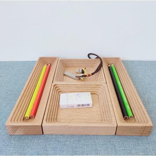 Wooden Remote Control Debris Storage Box Square Rectangular Snacks Dessert Tray Storage Basket Serving Platter Retro