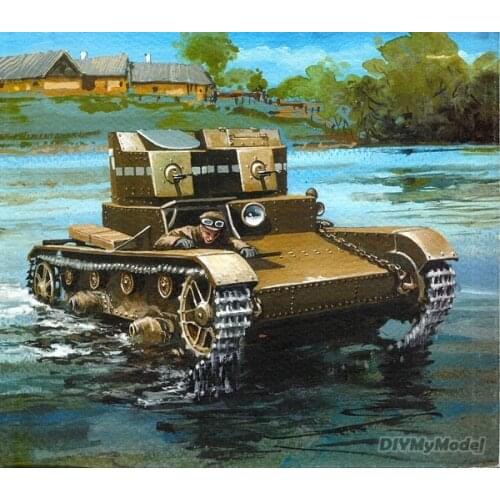 DIYMyModeI Soviet t-26a double turret light tank DIY Handcraft Paper Model KIT Handmade Toy Puzzles Gift Movie props