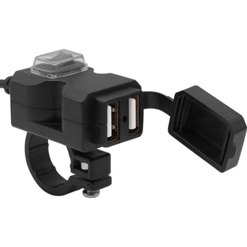Dual USB Quick Motorcycle Charger 9V-24V Waterproof Handlebar Charger Socket with Switch Power Supply Adapter