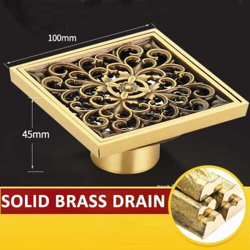 Euro Floor Drains Antique Brass Shower Floor Drain Bathroom Accessories Deodorant Euro Square Floor Drain Strainer Cover Grate