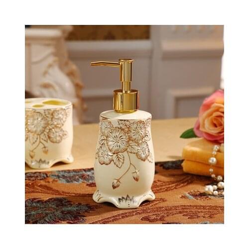 European Luxury Royal Court Ceramic Press Soap Dispenser Shower Gel Bottle Lotion Bottle Hand Sanitizer Bottle Shampoo Bottle