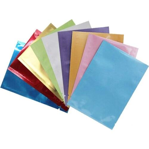 Ferimo 100pcs Recyclable packing bag heat sealing open top aluminum foil Vacuum Package Pouch red flat Mylar bag