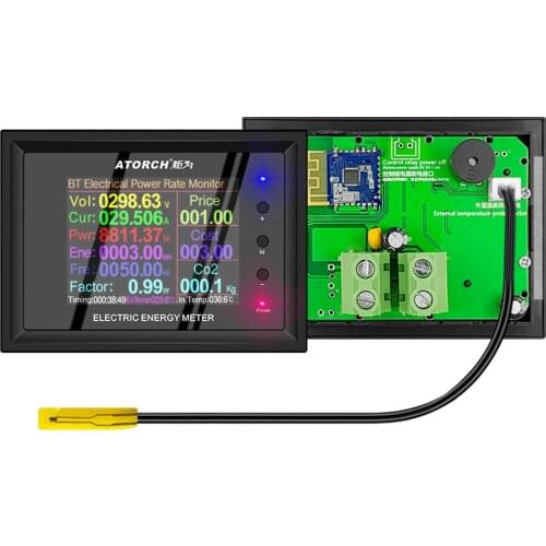 KKmoon AC 50~300V 30A Electric Energy Tester 2.4-inch Digital Color Screen Current Voltage Power Factor Frequency Energy Meter