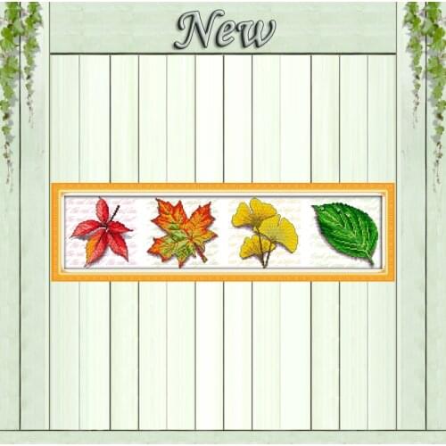 Leaves (view picture) home Decor paintings Counted Printed on canvas DMC 11CT 14CT Cross Stitch Needlework Sets embroidery kits