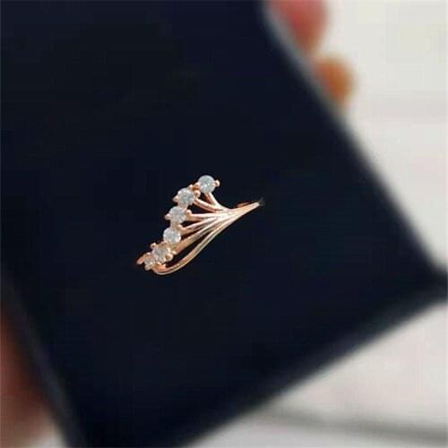 Womens Rose Gold Ring Flower Petal Ring Banquet Fine Jewelry Anniversary Gift European Style Exquisite Engagement Wedding Ring