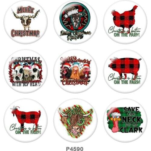 Christmas animal Cows 12mm/18mm/20mm/25mm/30mm Round glass cabochon flat back Making findings snap button jewelry P4590
