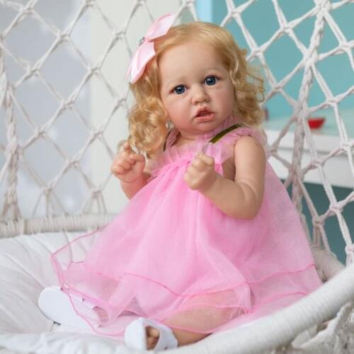 NPK 55CM Reborn Popular Baby Doll Saskia Bebe Doll Lifelike Soft Touch Rooted Long hair Collectible Handmade Baby