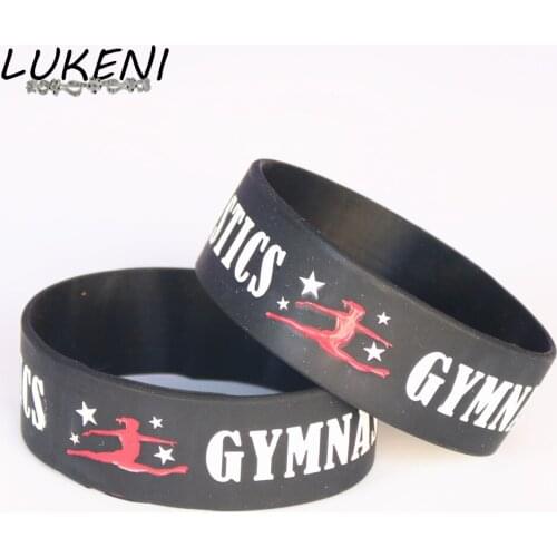 LUKENI 1PC Silicone Dancer Wristbands 1" Wide Gymnastics Sport Silicone Bracelet Fitness Bangles Silicone Wristband Gift SH096