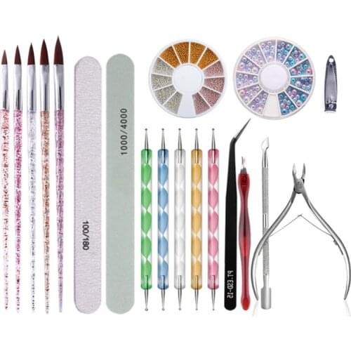 Manicure Set Cuticle Pusher Clippers Nail Art Files Buffer Sanding Tool Cleaning 667D