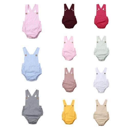 Cute Newborn Kids Bodysuit Baby Boy Girl Clothes Babygrow Jumpsuit Sunsuit Outfits Soild Childrens Clothes Summer 2020