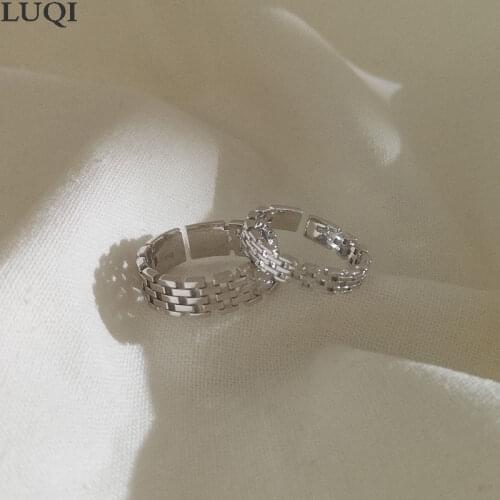 Fashion Mens and Womens S925 Silver Plated Platinum Personalized Chain Fence Couple Open Rings J85