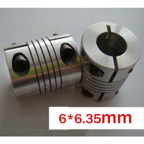 10pcs/lot 6x6.35mm CNC Motor Jaw Shaft Coupling 6mm to 6.35mm Flexible Coupler, 25mm OD 30mm length 25x30mm (D25 L30)