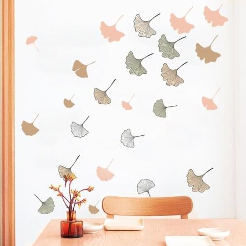 Ginkgo Leaf Wall Stickers Living Room Sofa Bedroom Room Decor Aesthetic Art Mural Diy Home Decoration Wallpaper