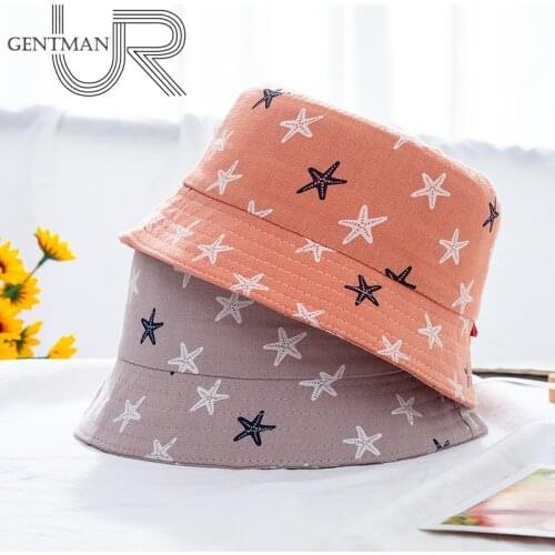 New Childrens Bucket Hats Cartoon Cute Starfish Printing 100% Cotton Soft Kids Summer Sun Hat Girls Boys Casual Panama Cap