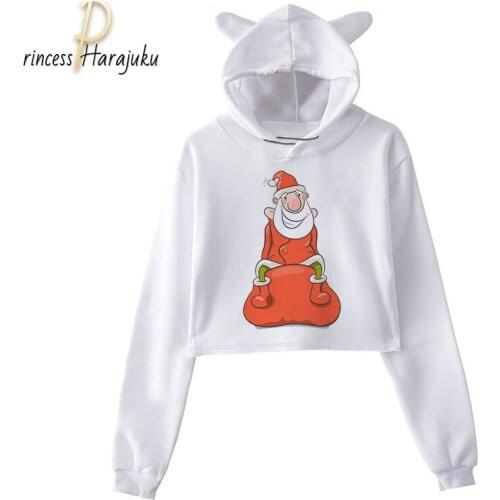 2020 New Fashion Short Christmas Woman Korean Fashion Hoodies Sweatshirts Female Thicken Warm Hoodies Lady Winter Autumn Tops