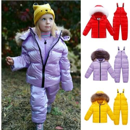 2021 new brand winter overalls for children clothing 2-8Y Winter Coats Boys red new year Duck Down Jacket Girl snowsuit parka