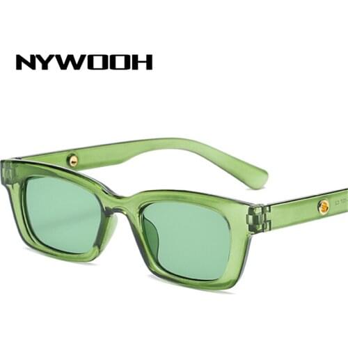 NYWOOH Small Sunglasses Women Fashion Rectangle Sun Glasses Men Vintage Green Red Eyewear Ladies Traveling Style UV400 Goggles