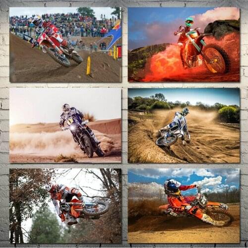 MOTOCROSS DIRT BIKE JUMP Art Silk Canvas Poster 13x20 24x36 Inch Wall Pictures-004