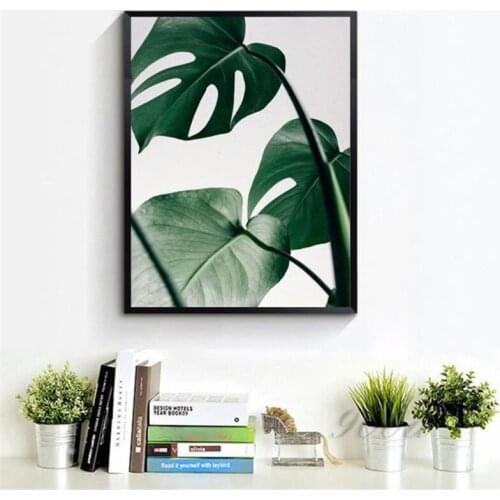 Green Plant Leaves Poster Scandinavian Style Decorative Picture Wall Art Canvas Print Painting Modern Living Room Home Decor