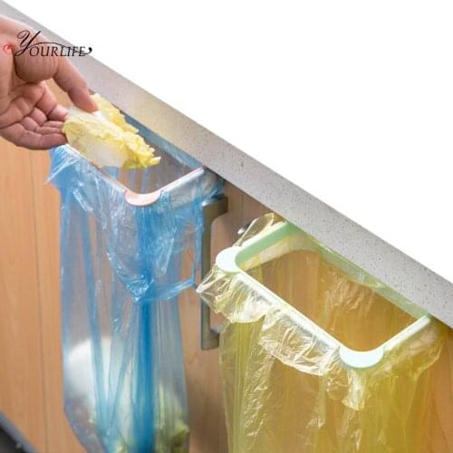 OYOURLIFE 1pc Cupboard Door Back Hanging Trash Rack Storage Kitchen Garbage Bag Holder Household Cabinet Hanging Trash Rack