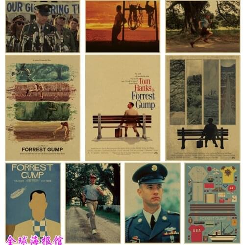 Forrest Gump Hollywood Inspirational Movies Kraft Paper Posters Frameless Mural Decoration Vintage Film Poster Wall Sticker