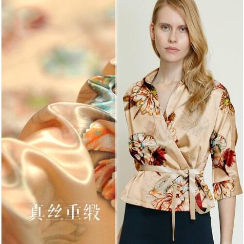 Luxury heavy silk fabric meter 114cm wide 40mm printed dress fabricsoft and thick natural silk fabric wholesale silk cloth