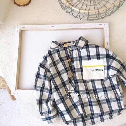 Kids Clothing 2 3 4 5 6 7 Y Toddler Boys Shirts 2021 Spring New Kids Boys Casual Plaid Blouse Children Long Sleeve Cotton Shirt
