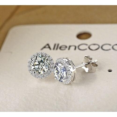 Jewelry Moissanite Halo Earrings 18K White Gold Totolctw 0.5Carat Center Moissanite Lab Diamond Earrings Wedding Fine Jewelry