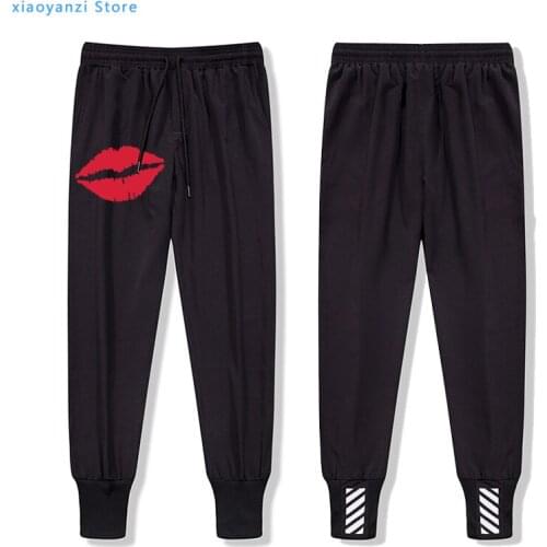 Pretty and cute Red Lips Print Women spring Summer Casual sweatpants Ladies sportswear long pants trousers