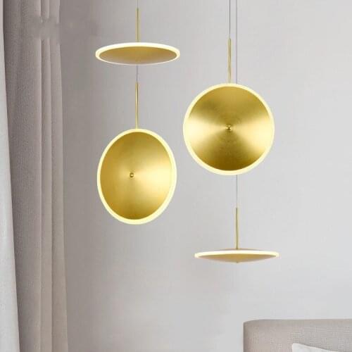 Modern simple golden UFO chandelier shopping mall clothing store coffee shop model room restaurant round lamp free shipping